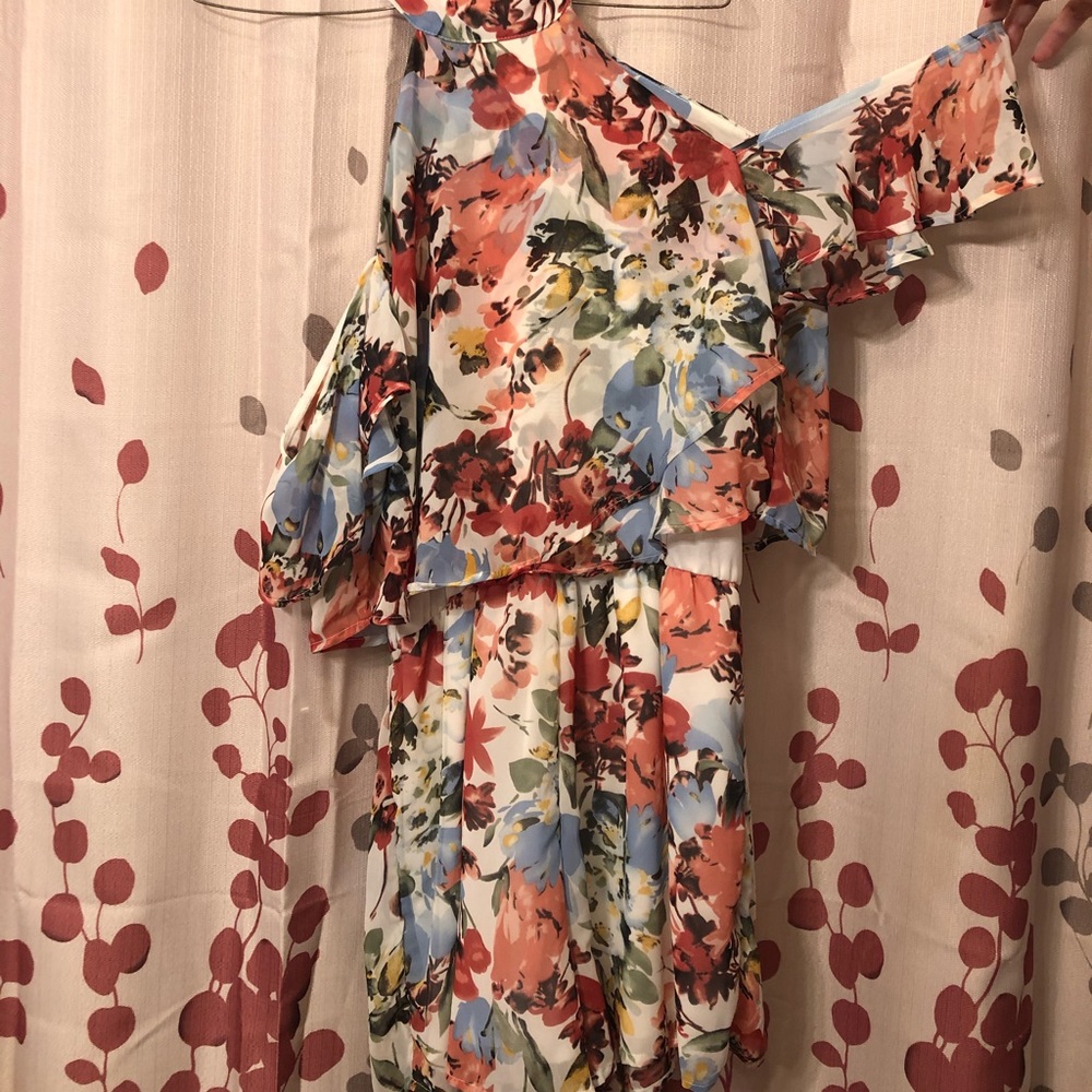 Floral cold shoulder romper